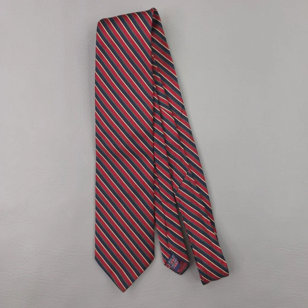 Vintage Pride Of England Tie Mens One Size Red Polyester Repp Striped Short